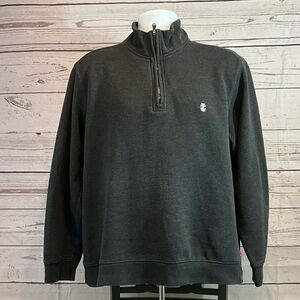 Izod Black Zip Up Sweater Classic Knit